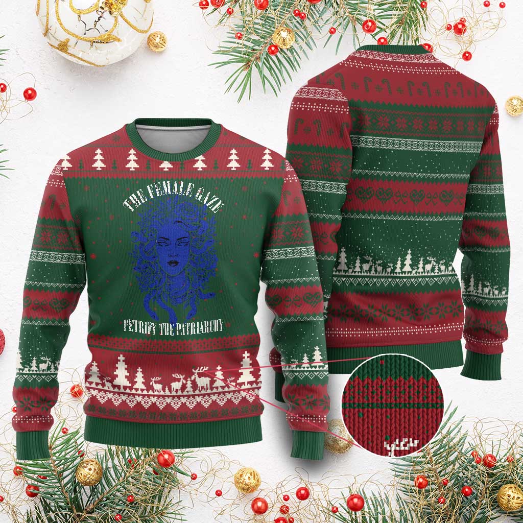 Medusa Feminist Ugly Christmas Sweater Womens Rights Mythical Empowerment Graphic TS10 Red Green Print Your Wear