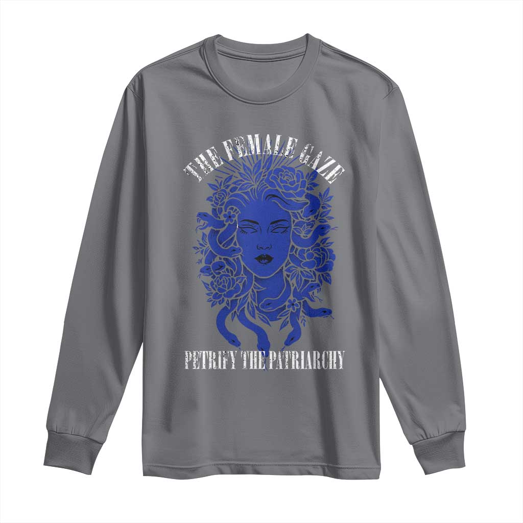 Medusa Feminist Long Sleeve Shirt Womens Rights Mythical Empowerment Graphic TS10 Charcoal Print Your Wear