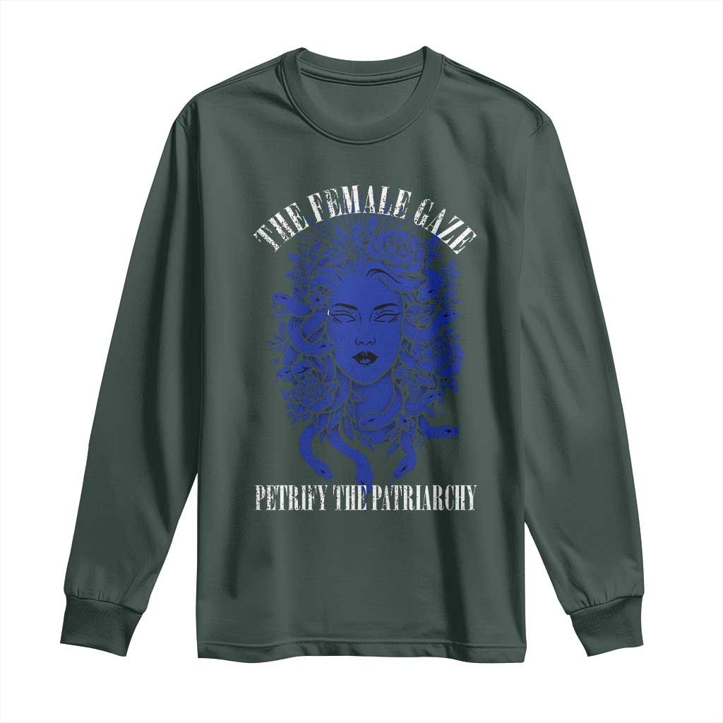 Medusa Feminist Long Sleeve Shirt Womens Rights Mythical Empowerment Graphic TS10 Dark Forest Green Print Your Wear