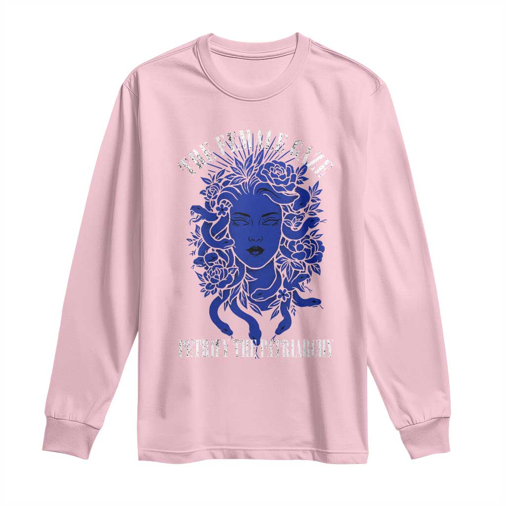 Medusa Feminist Long Sleeve Shirt Womens Rights Mythical Empowerment Graphic TS10 Light Pink Print Your Wear