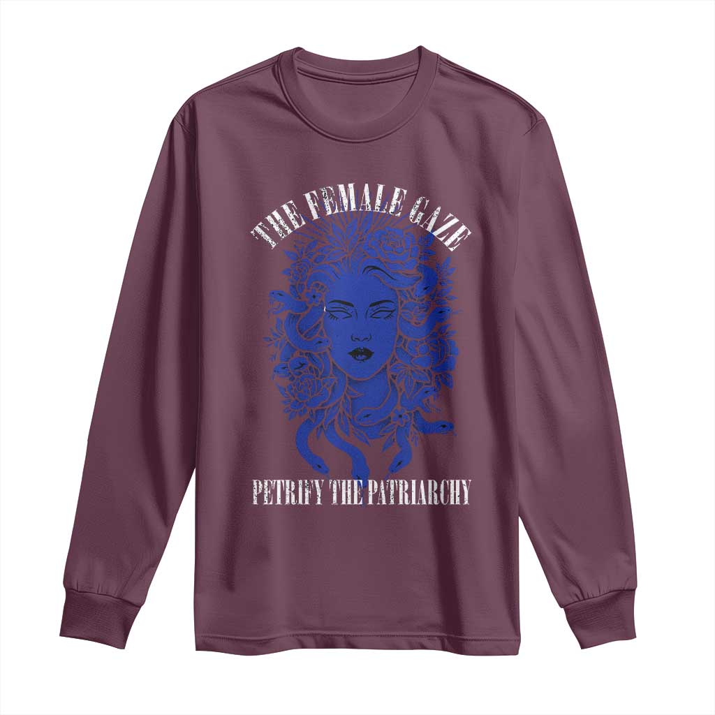 Medusa Feminist Long Sleeve Shirt Womens Rights Mythical Empowerment Graphic TS10 Maroon Print Your Wear