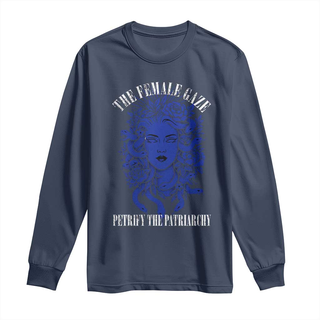 Medusa Feminist Long Sleeve Shirt Womens Rights Mythical Empowerment Graphic TS10 Navy Print Your Wear