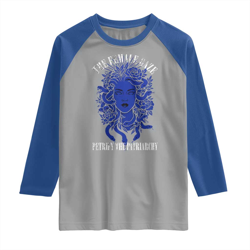 Medusa Feminist Raglan Shirt Womens Rights Mythical Empowerment Graphic TS10 Sport Gray Royal Print Your Wear