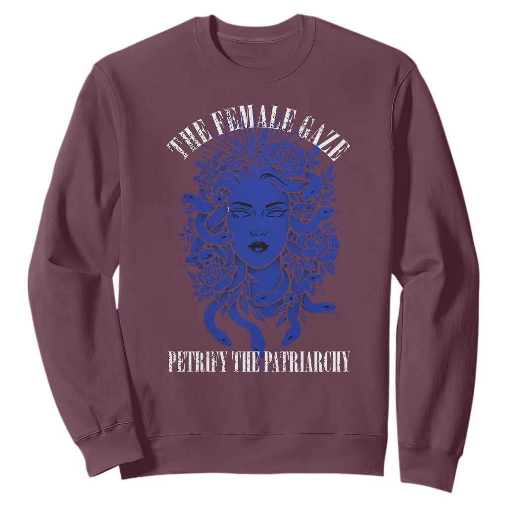 Medusa Feminist Sweatshirt Womens Rights Mythical Empowerment Graphic TS10 Maroon Print Your Wear