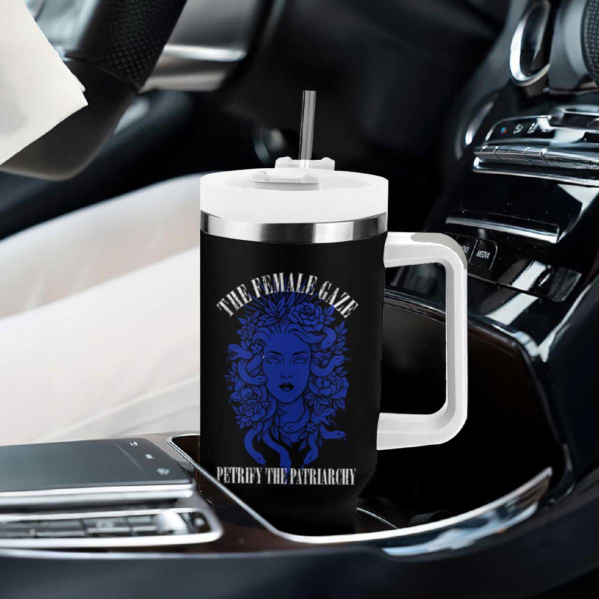 Medusa Feminist Tumbler With Handle Womens Rights Mythical Empowerment Graphic TS10 Print Your Wear
