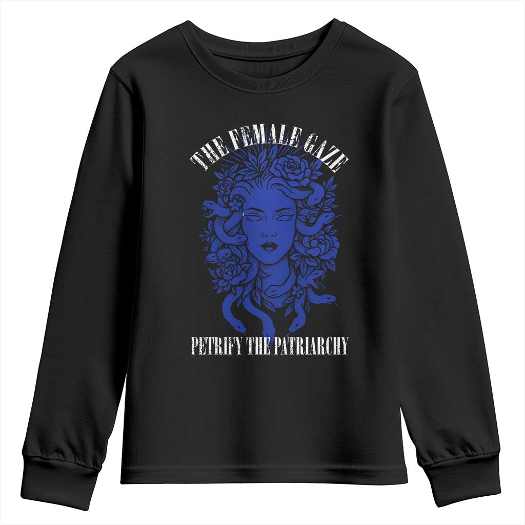 Medusa Feminist Youth Sweatshirt Womens Rights Mythical Empowerment Graphic TS10 Black Print Your Wear