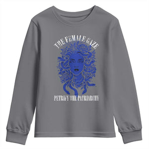 Medusa Feminist Youth Sweatshirt Womens Rights Mythical Empowerment Graphic TS10 Charcoal Print Your Wear
