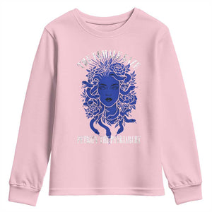 Medusa Feminist Youth Sweatshirt Womens Rights Mythical Empowerment Graphic TS10 Light Pink Print Your Wear