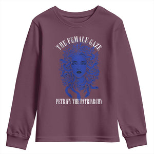 Medusa Feminist Youth Sweatshirt Womens Rights Mythical Empowerment Graphic TS10 Maroon Print Your Wear