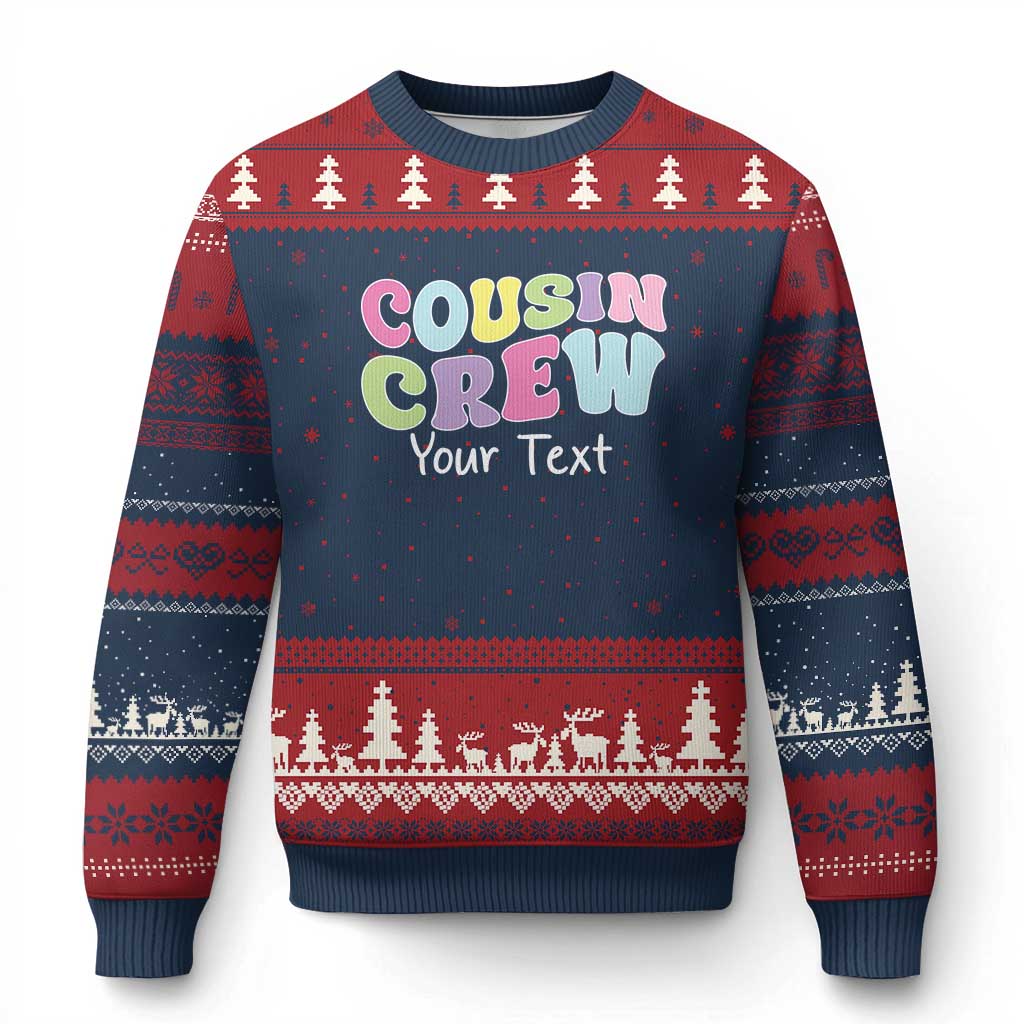 Personalized Matching Cousin Crew Ugly Christmas Sweater Custom Name Retro Family Reunion Cousins Vacation TS10 Navy Red Print Your Wear