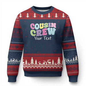 Personalized Matching Cousin Crew Ugly Christmas Sweater Custom Name Retro Family Reunion Cousins Vacation TS10 Navy Red Print Your Wear