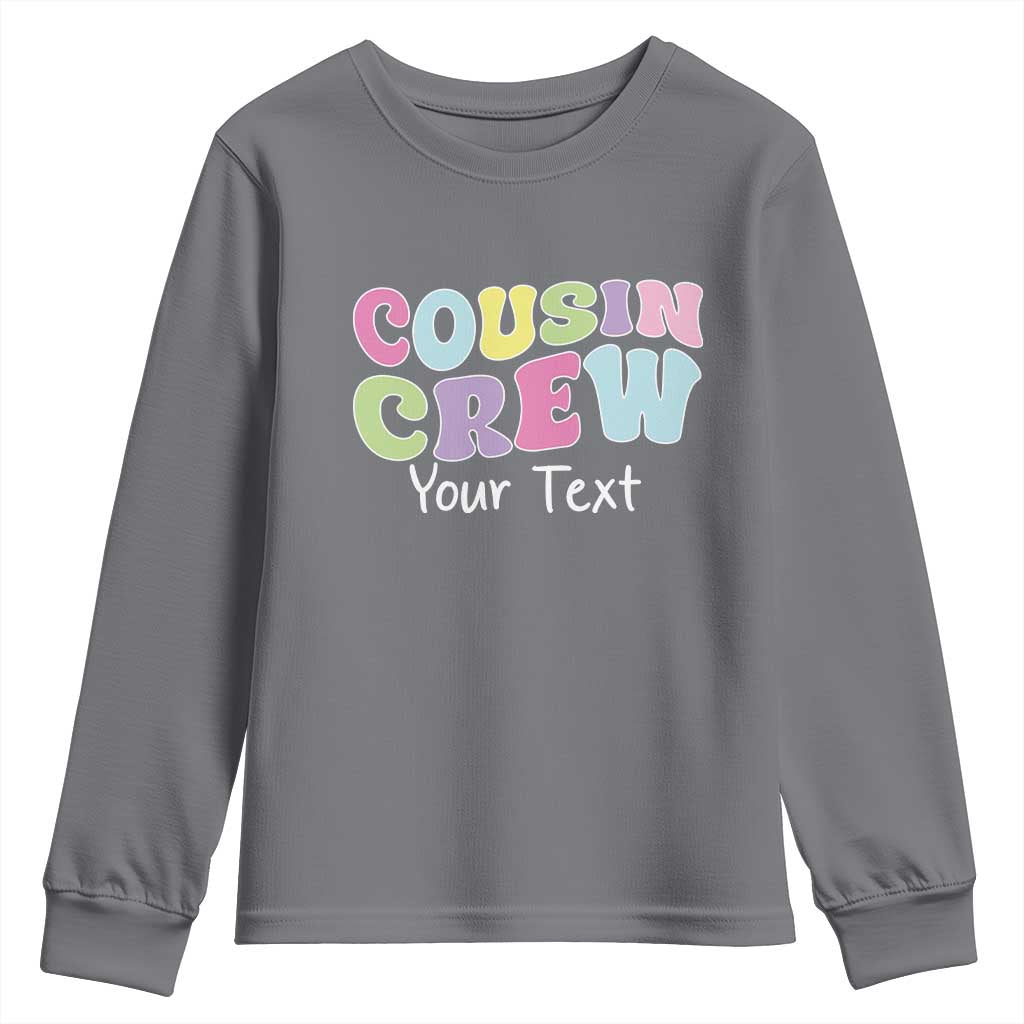 Personalized Matching Cousin Crew Youth Sweatshirt Custom Name Retro Family Reunion Cousins Vacation TS10 Charcoal Print Your Wear