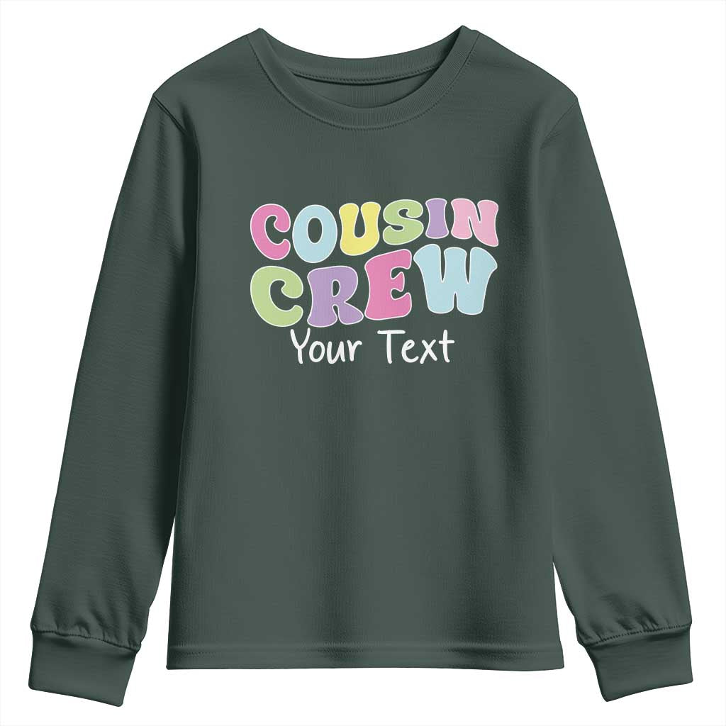 Personalized Matching Cousin Crew Youth Sweatshirt Custom Name Retro Family Reunion Cousins Vacation TS10 Dark Forest Green Print Your Wear