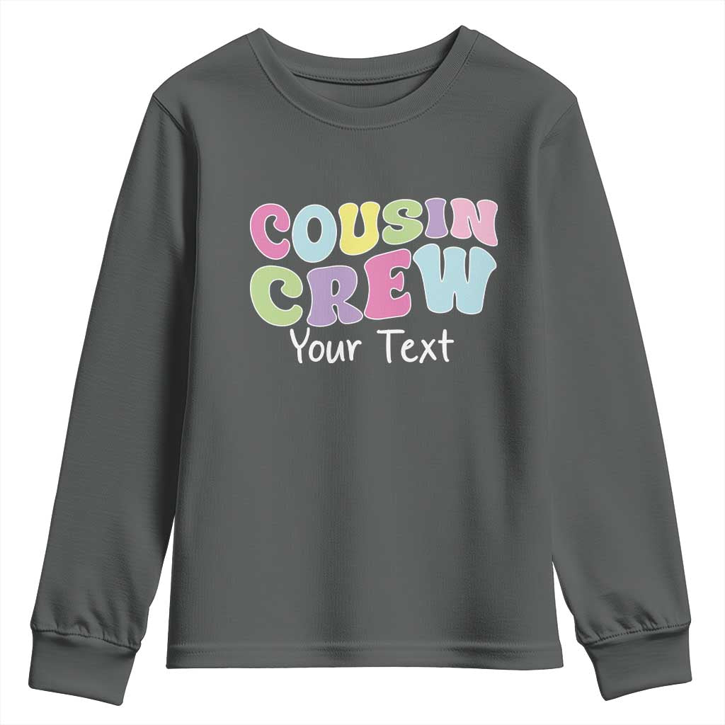 Personalized Matching Cousin Crew Youth Sweatshirt Custom Name Retro Family Reunion Cousins Vacation TS10 Dark Heather Print Your Wear
