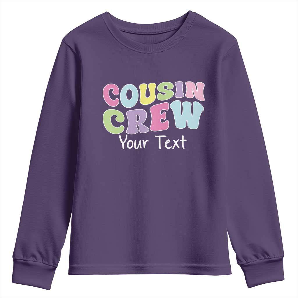 Personalized Matching Cousin Crew Youth Sweatshirt Custom Name Retro Family Reunion Cousins Vacation TS10 Purple Print Your Wear