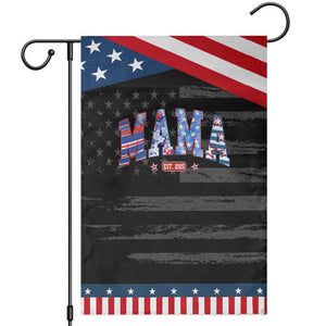 American Mama Est 2025 Garden Flag 4th of July Pregnancy Reveal TS10 Distressed Black Blue Print Your Wear