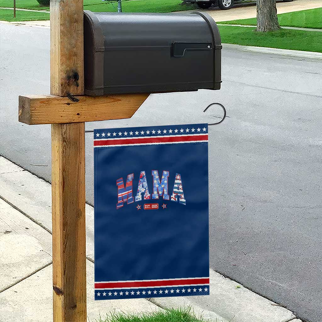 American Mama Est 2025 Garden Flag 4th of July Pregnancy Reveal TS10 Classic Blue Red Print Your Wear