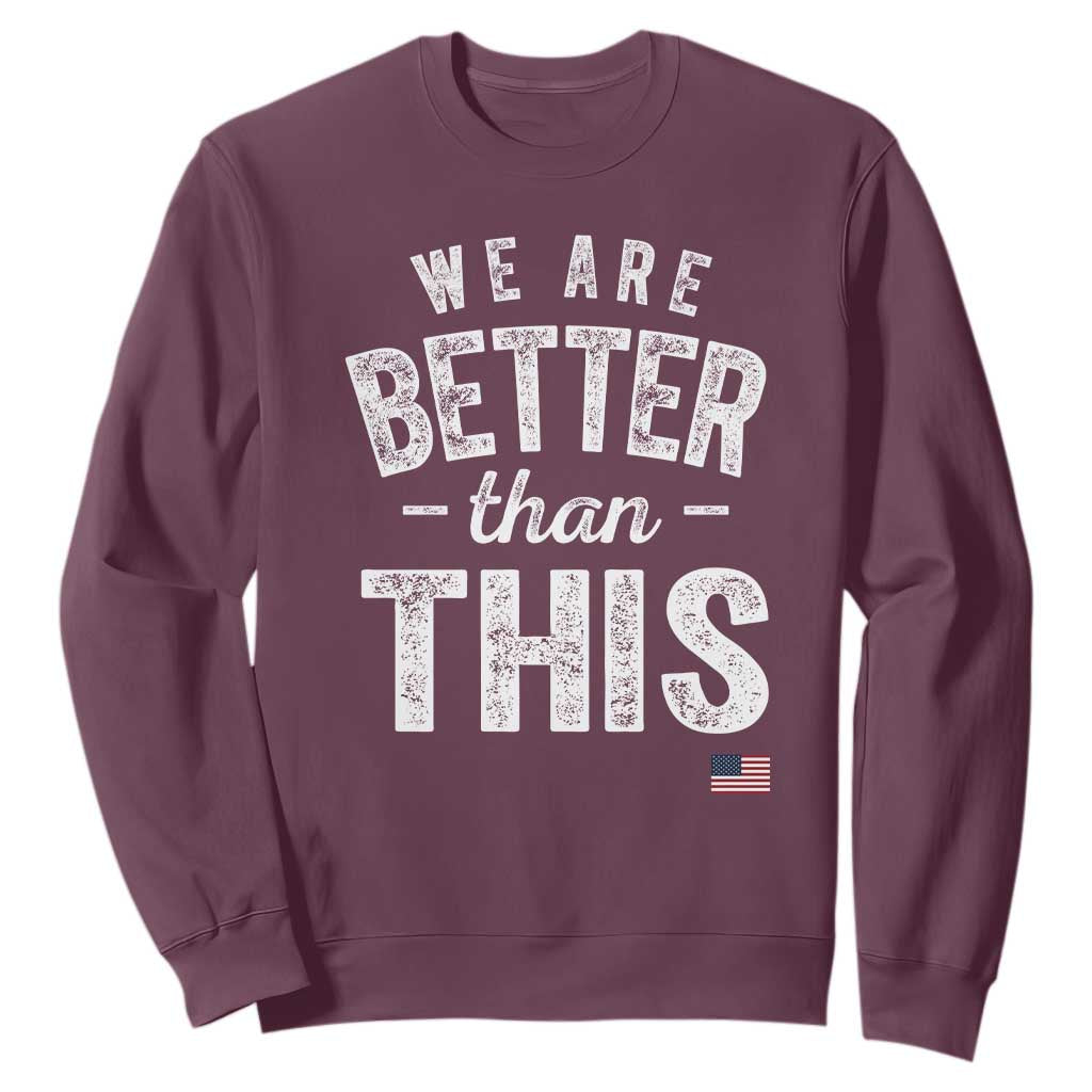 We Are Better Than This Sweatshirt Funny Subtle Resist TS10 Maroon Print Your Wear