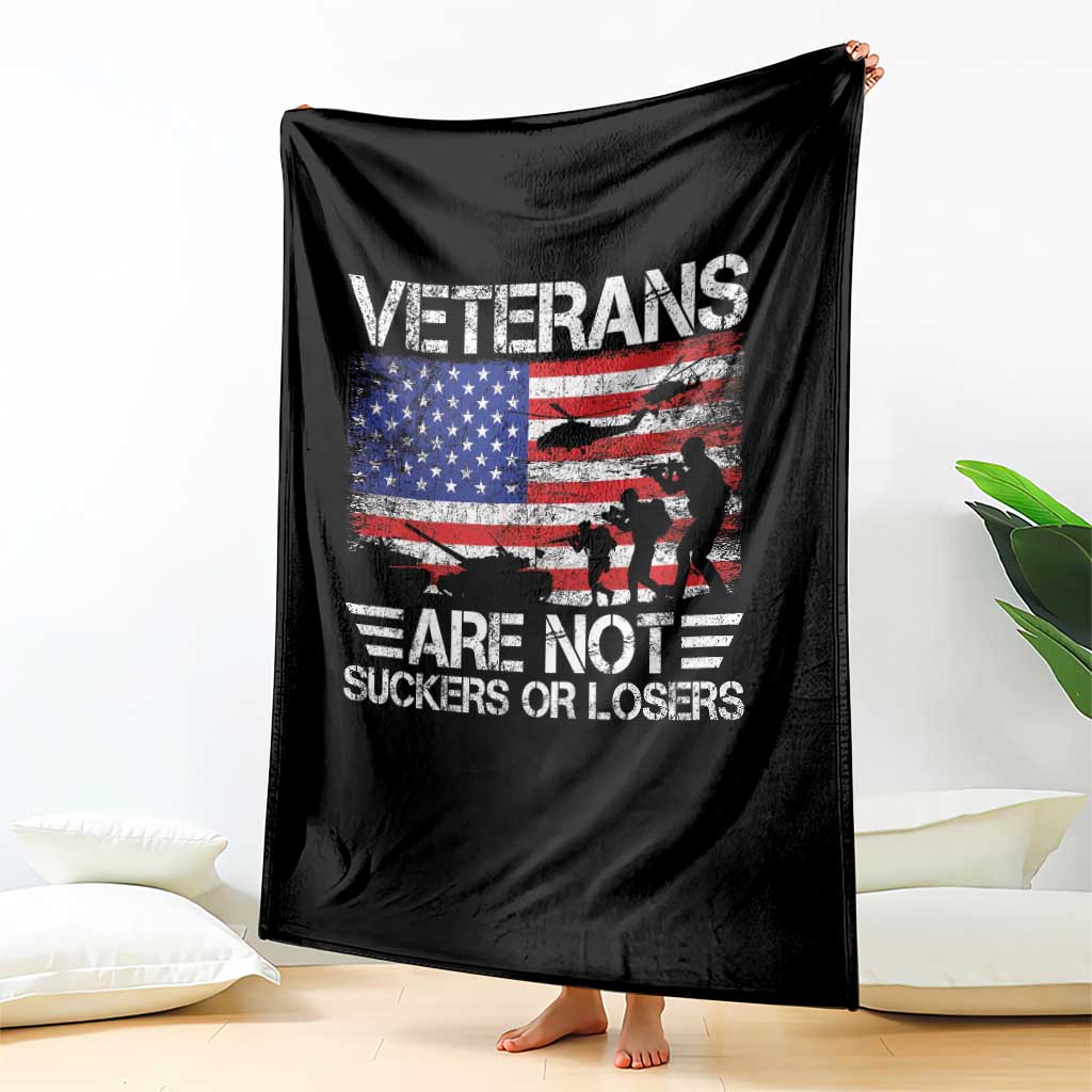 Veterans Are Not Suckers Or Losers Throw Blanket Veteran Vintage US Flag Protest TS10 Print Your Wear