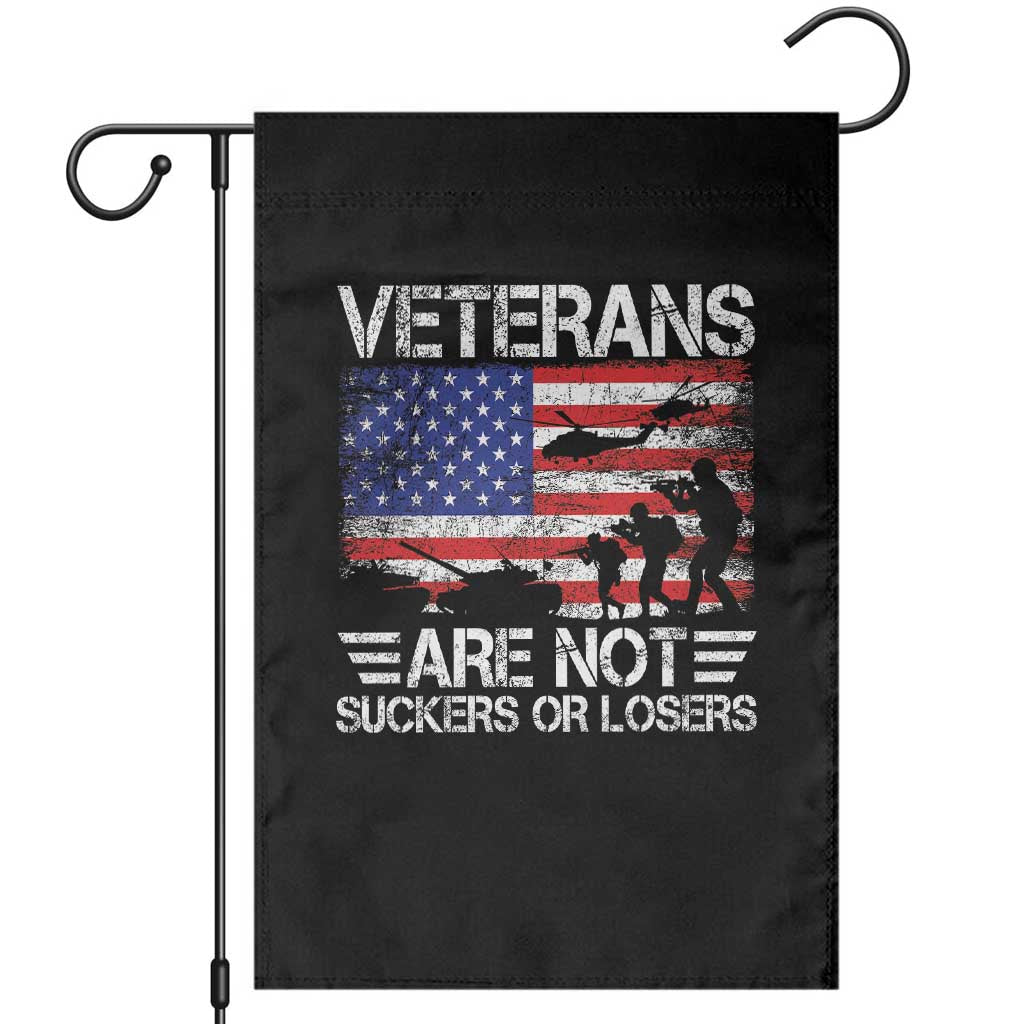 Veterans Are Not Suckers Or Losers Garden Flag Veteran Vintage US Flag Protest TS10 Black Print Your Wear