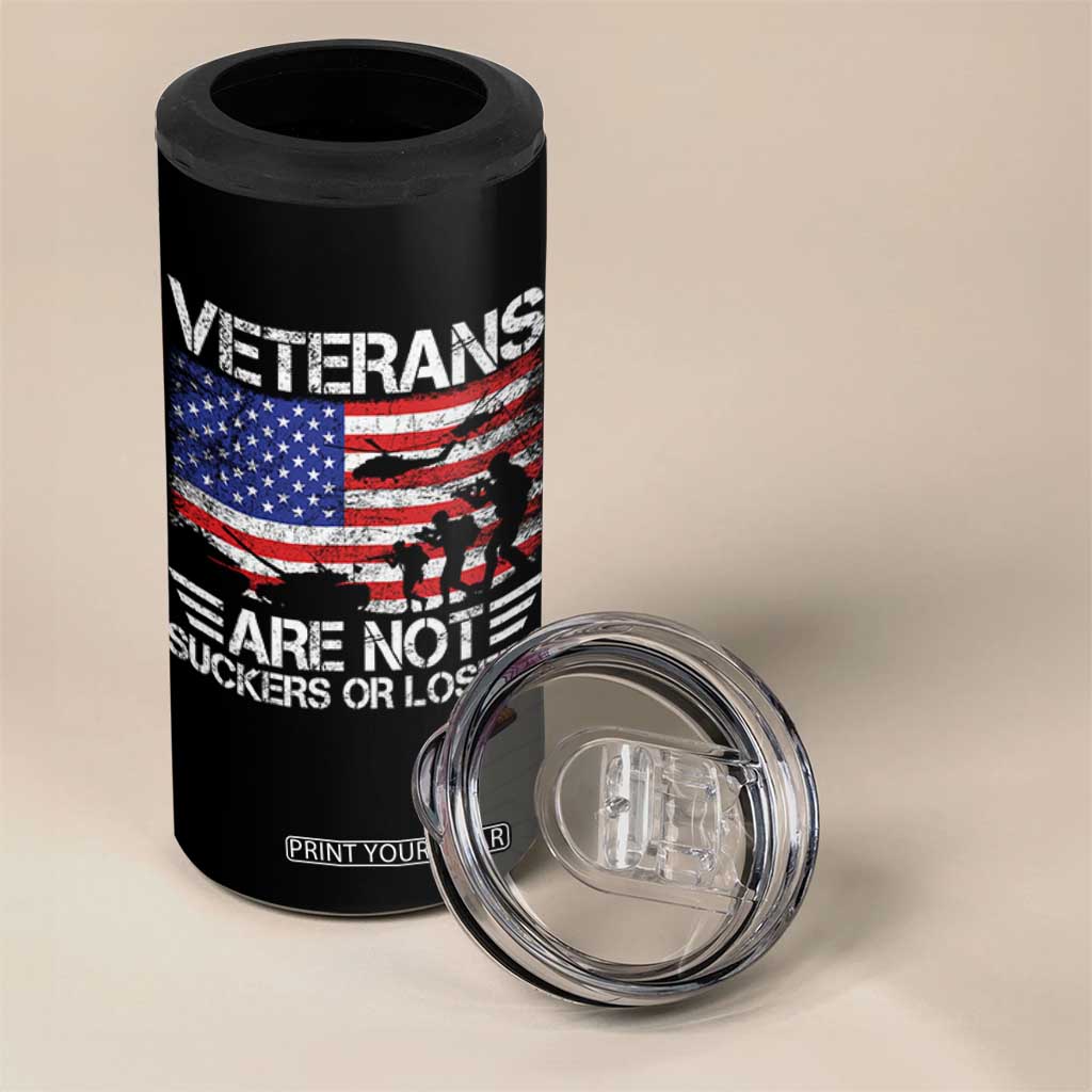 Veterans Are Not Suckers Or Losers 4 in 1 Can Cooler Tumbler Veteran Vintage US Flag Protest TS10 Print Your Wear