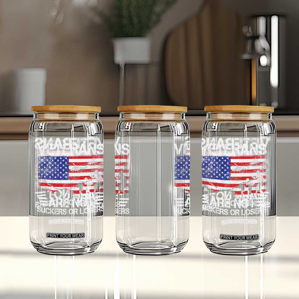 Veterans Are Not Suckers Or Losers Glass Can Veteran Vintage US Flag Protest TS10 Print Your Wear