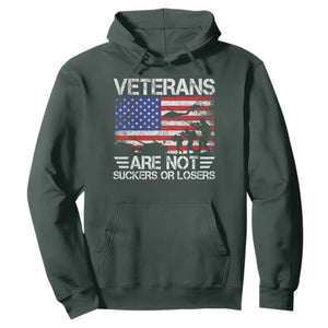 Veterans Are Not Suckers Or Losers Hoodie Veteran Vintage US Flag Protest TS10 Dark Forest Green Print Your Wear