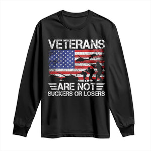 Veterans Are Not Suckers Or Losers Long Sleeve Shirt Veteran Vintage US Flag Protest TS10 Black Print Your Wear