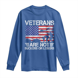Veterans Are Not Suckers Or Losers Long Sleeve Shirt Veteran Vintage US Flag Protest TS10 Royal Blue Print Your Wear
