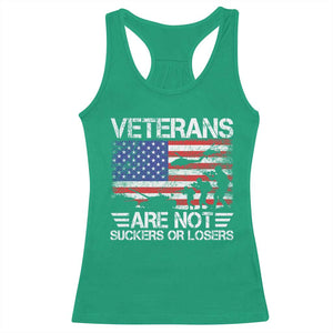 Veterans Are Not Suckers Or Losers Racerback Tank Top Veteran Vintage US Flag Protest TS10 Irish Green Print Your Wear