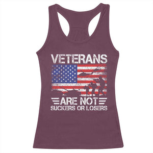 Veterans Are Not Suckers Or Losers Racerback Tank Top Veteran Vintage US Flag Protest TS10 Maroon Print Your Wear