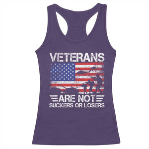 Veterans Are Not Suckers Or Losers Racerback Tank Top Veteran Vintage US Flag Protest TS10 Purple Print Your Wear