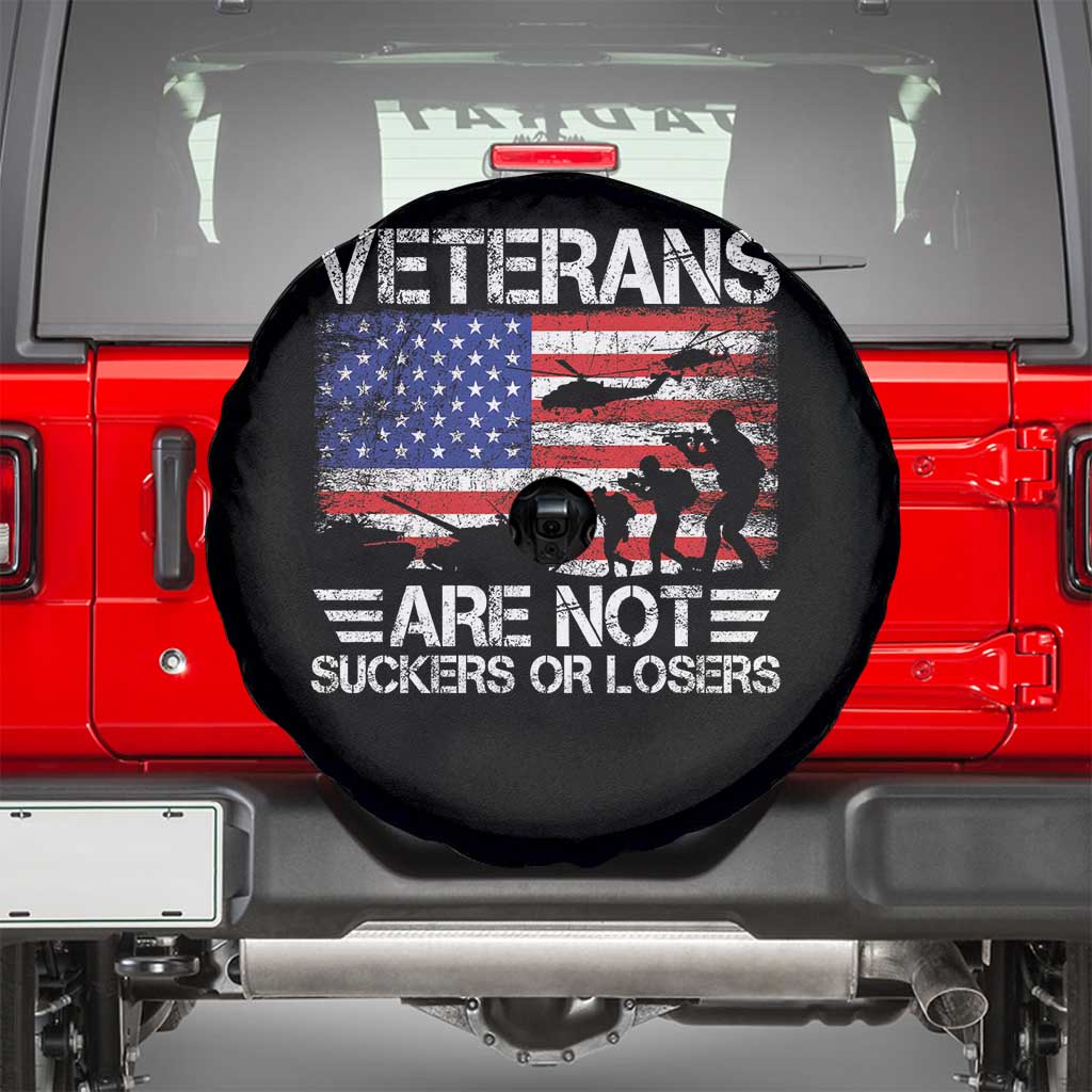 Veterans Are Not Suckers Or Losers Spare Tire Cover Veteran Vintage US Flag Protest TS10 Black Print Your Wear