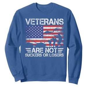 Veterans Are Not Suckers Or Losers Sweatshirt Veteran Vintage US Flag Protest TS10 Royal Blue Print Your Wear