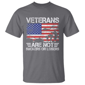 Veterans Are Not Suckers Or Losers T Shirt Veteran Vintage US Flag Protest TS10 Charcoal Print Your Wear