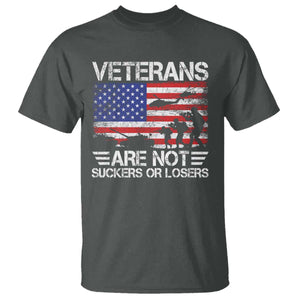 Veterans Are Not Suckers Or Losers T Shirt Veteran Vintage US Flag Protest TS10 Dark Heather Print Your Wear