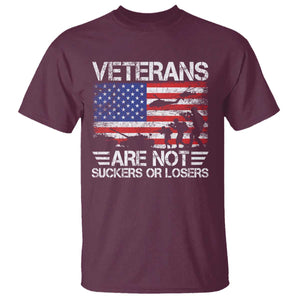 Veterans Are Not Suckers Or Losers T Shirt Veteran Vintage US Flag Protest TS10 Maroon Print Your Wear