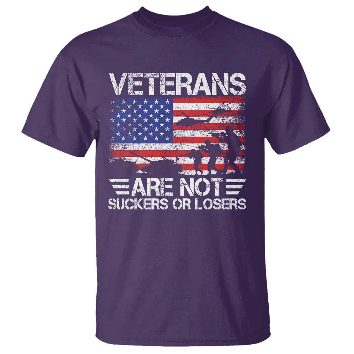 Veterans Are Not Suckers Or Losers T Shirt Veteran Vintage US Flag Protest TS10 Purple Print Your Wear