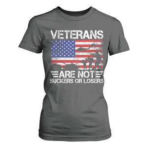 Veterans Are Not Suckers Or Losers T Shirt For Women Veteran Vintage US Flag Protest TS10 Dark Heather Print Your Wear