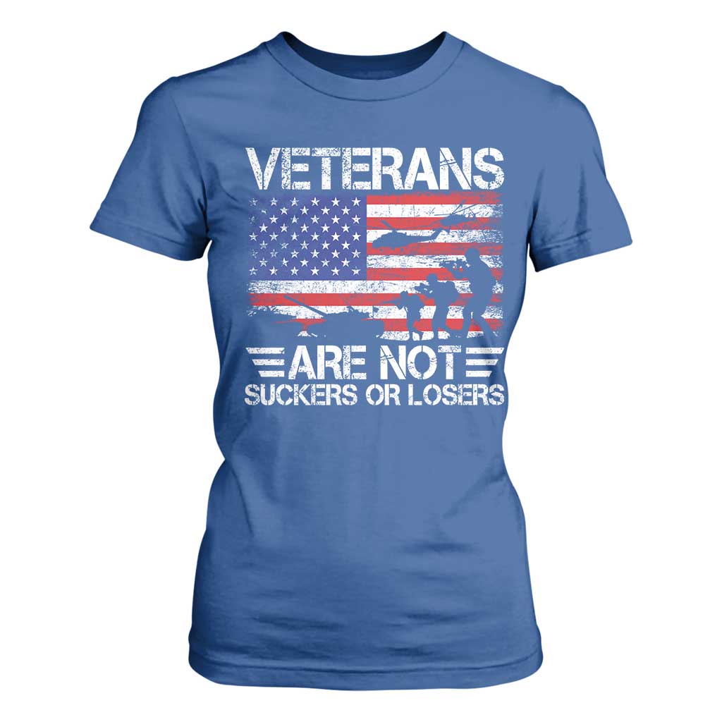 Veterans Are Not Suckers Or Losers T Shirt For Women Veteran Vintage US Flag Protest TS10 Royal Blue Print Your Wear