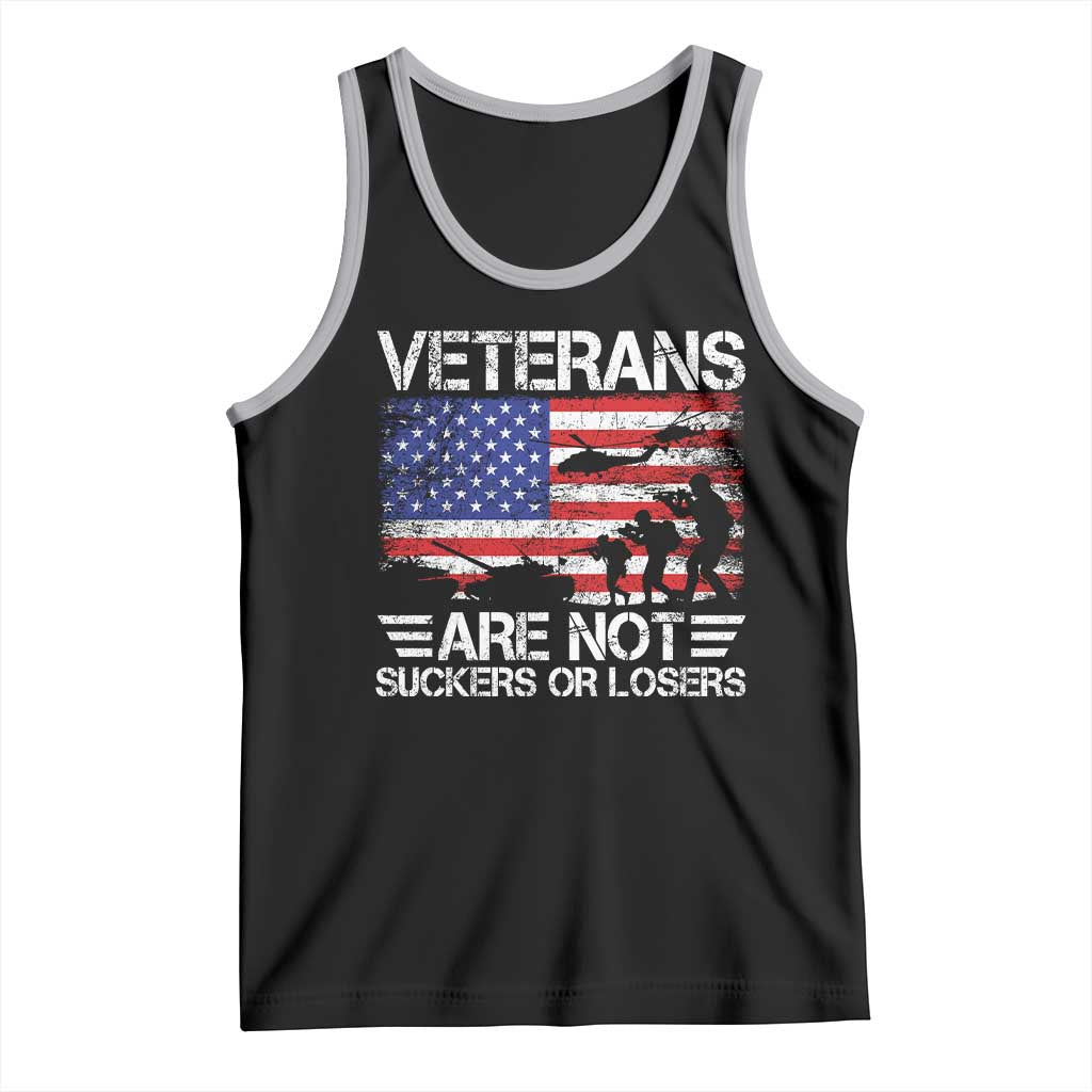 Veterans Are Not Suckers Or Losers Tank Top Veteran Vintage US Flag Protest TS10 Black Athletic Heather Print Your Wear