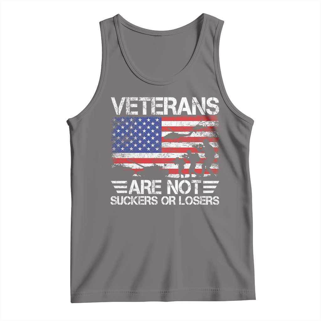 Veterans Are Not Suckers Or Losers Tank Top Veteran Vintage US Flag Protest TS10 Deep Heather Print Your Wear