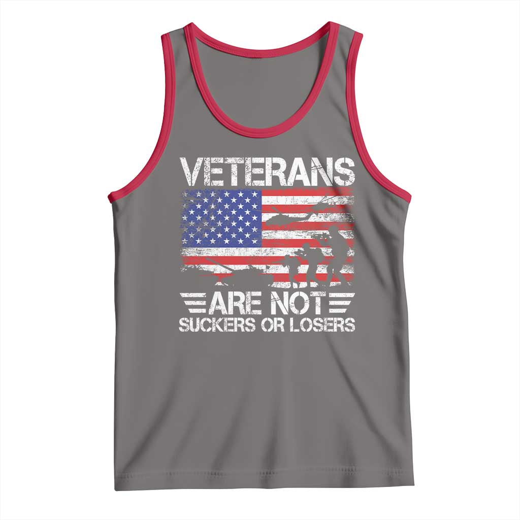 Veterans Are Not Suckers Or Losers Tank Top Veteran Vintage US Flag Protest TS10 Deep Heather Red Print Your Wear