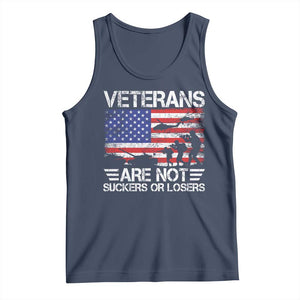 Veterans Are Not Suckers Or Losers Tank Top Veteran Vintage US Flag Protest TS10 Navy Print Your Wear