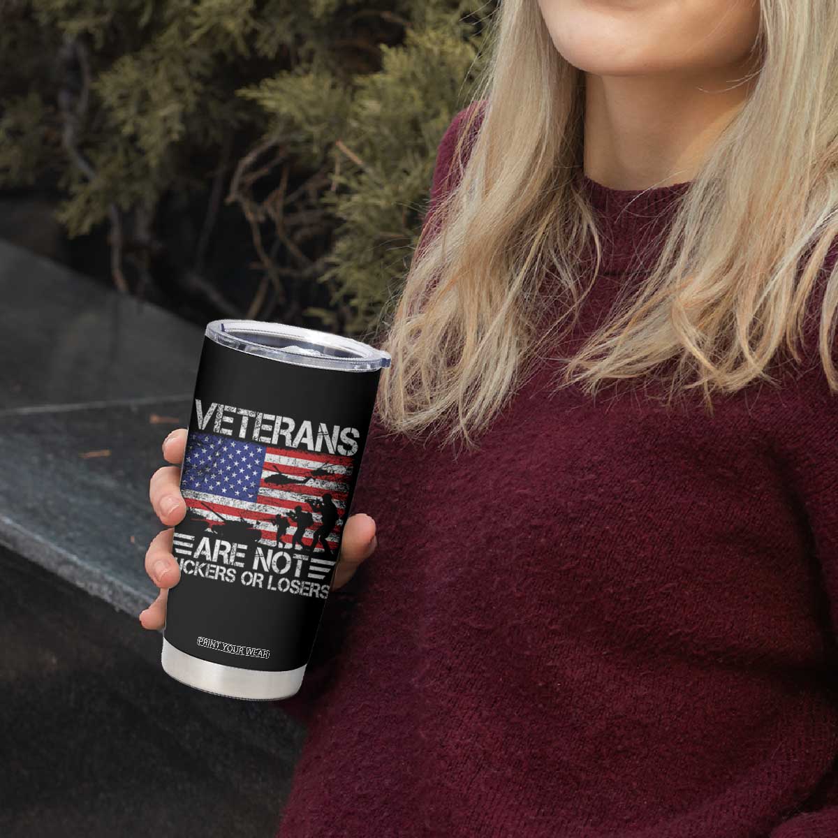 Veterans Are Not Suckers Or Losers Tumbler Cup Veteran Vintage US Flag Protest TS10 Print Your Wear
