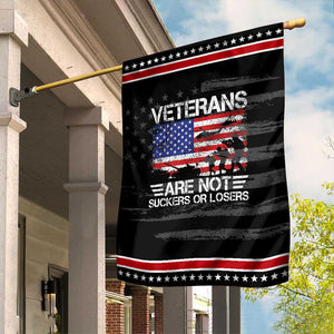 Veterans Are Not Suckers Or Losers Garden Flag Veteran Vintage US Flag Protest TS10 Distressed Black Red Print Your Wear