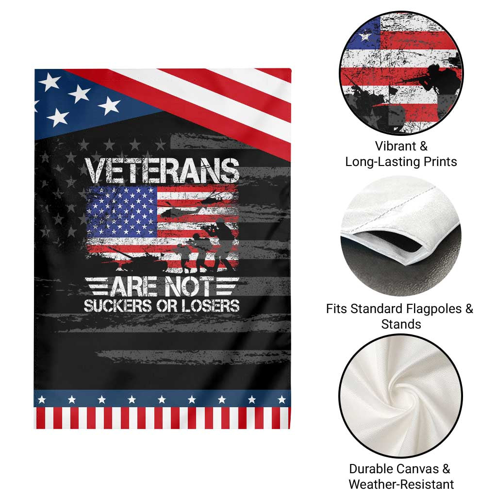 Veterans Are Not Suckers Or Losers Garden Flag Veteran Vintage US Flag Protest TS10 Print Your Wear