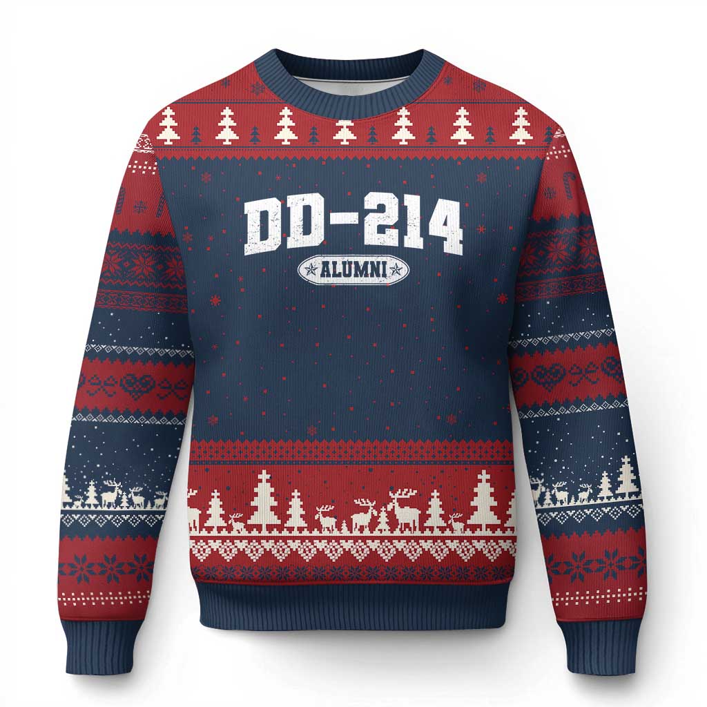 DD-214 Alumni Ugly Christmas Sweater US Army Pride Military Veteran Retired TS10 Navy Red Print Your Wear