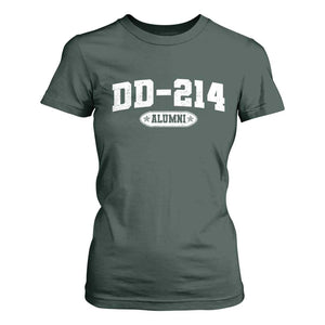 DD-214 Alumni T Shirt For Women US Army Pride Military Veteran Retired TS10 Dark Forest Green Print Your Wear