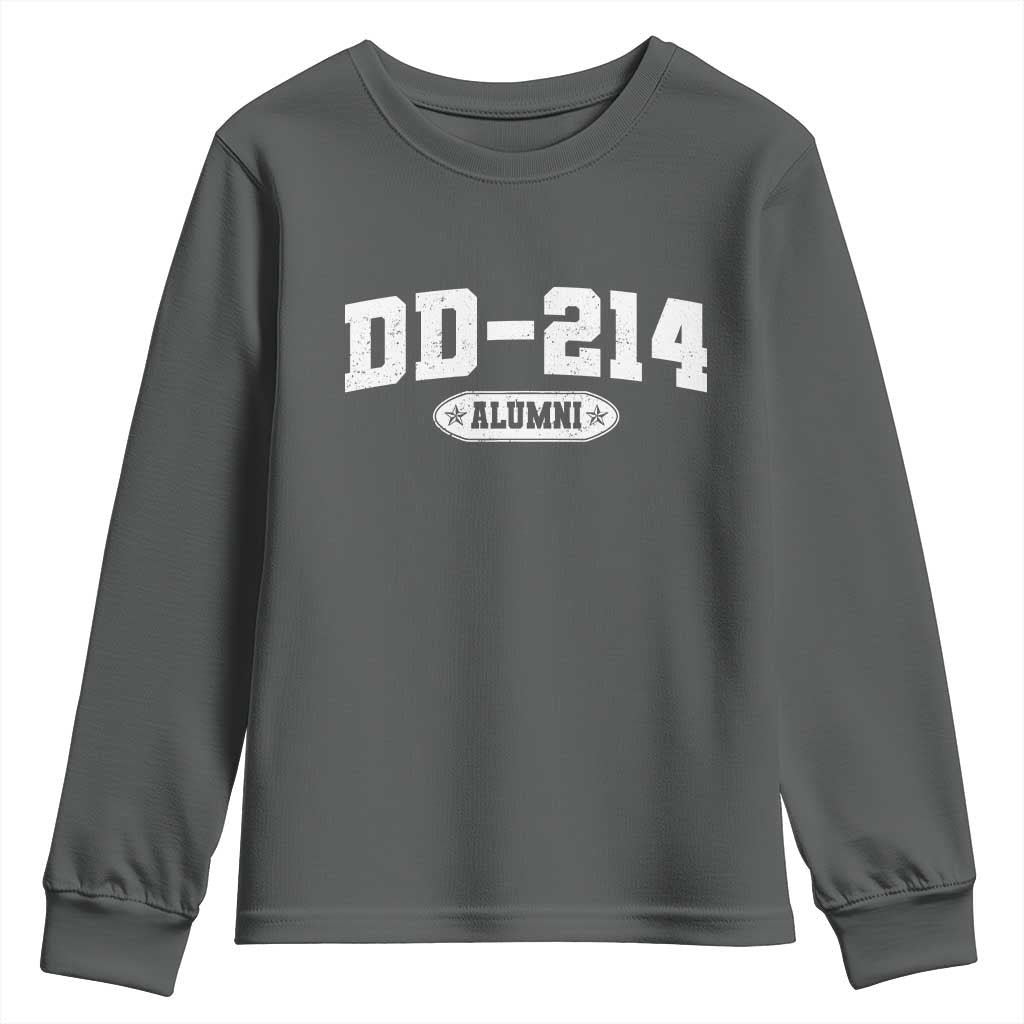 DD-214 Alumni Youth Sweatshirt US Army Pride Military Veteran Retired TS10 Dark Heather Print Your Wear